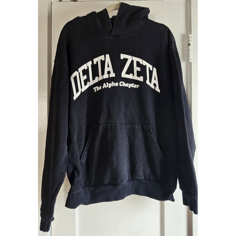 LOS ANGELES APPAREL 14oz heavy fleece DELTA ZETA  Womans L black hoodie ih‎